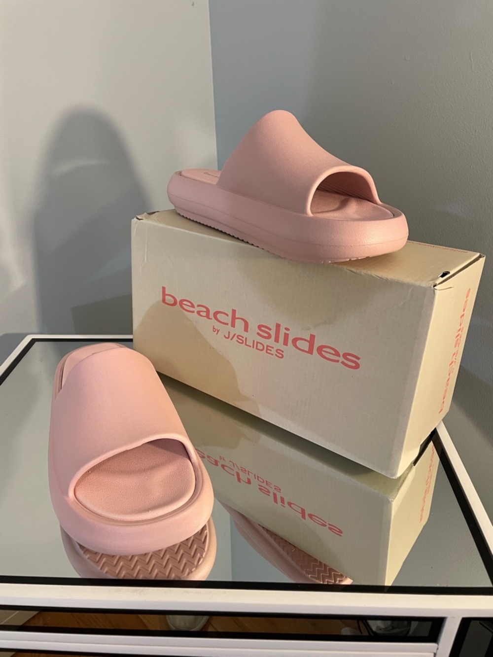 J/SLIDES Pink Platform Slide Sandals new J Slides
